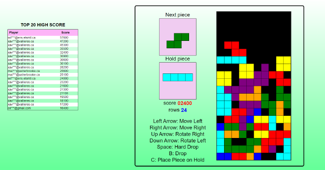 TetrisAI web interface to collect expert data